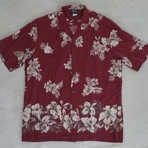 Royal Creations Red Hawaiian Floral Aloha Shirt Mens L Made Hawaii Resortwear